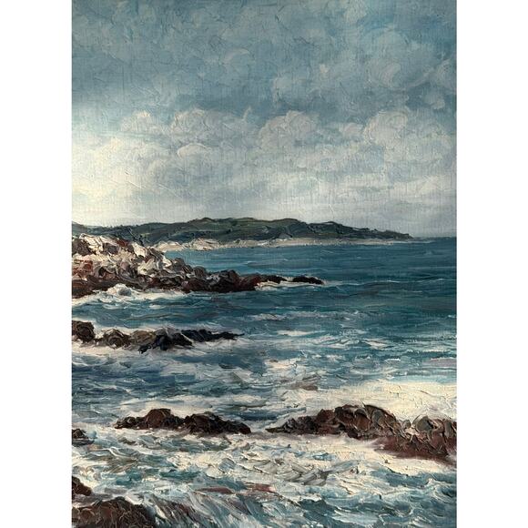 Vintage Framed Oil on Canvas Painting Portland Head Lighthouse, Maine Signed - Picture 5 of 16